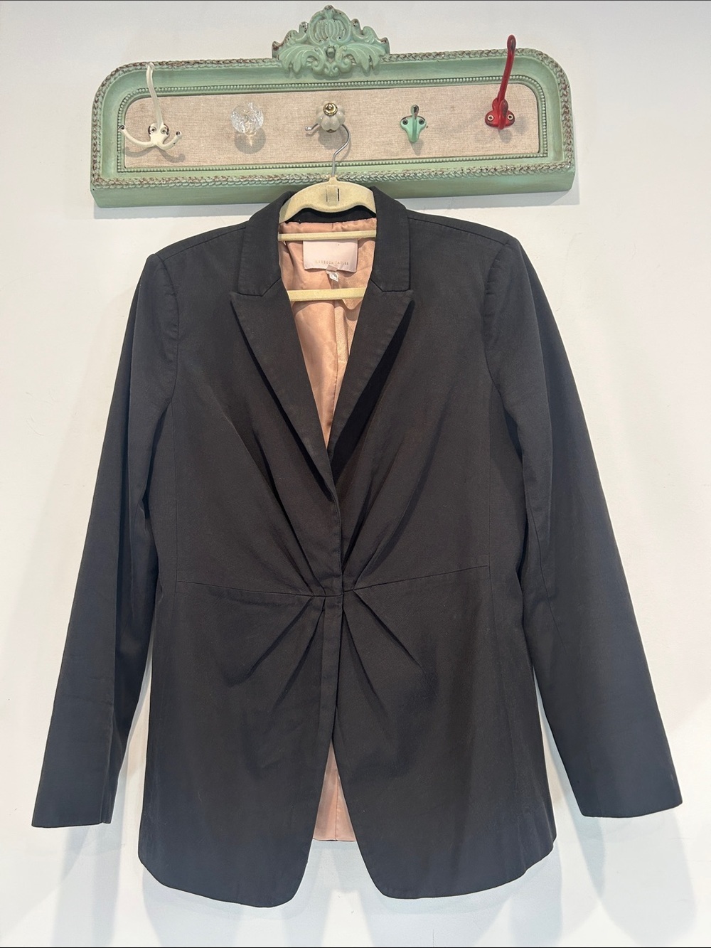 Rebecca Taylor Black Twist-Front Ottoman rouched Blazer women’s size 10